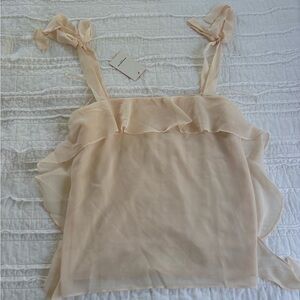 Amanda Uprichard Pale Blush Ruffle Tie-Strap Camisole
